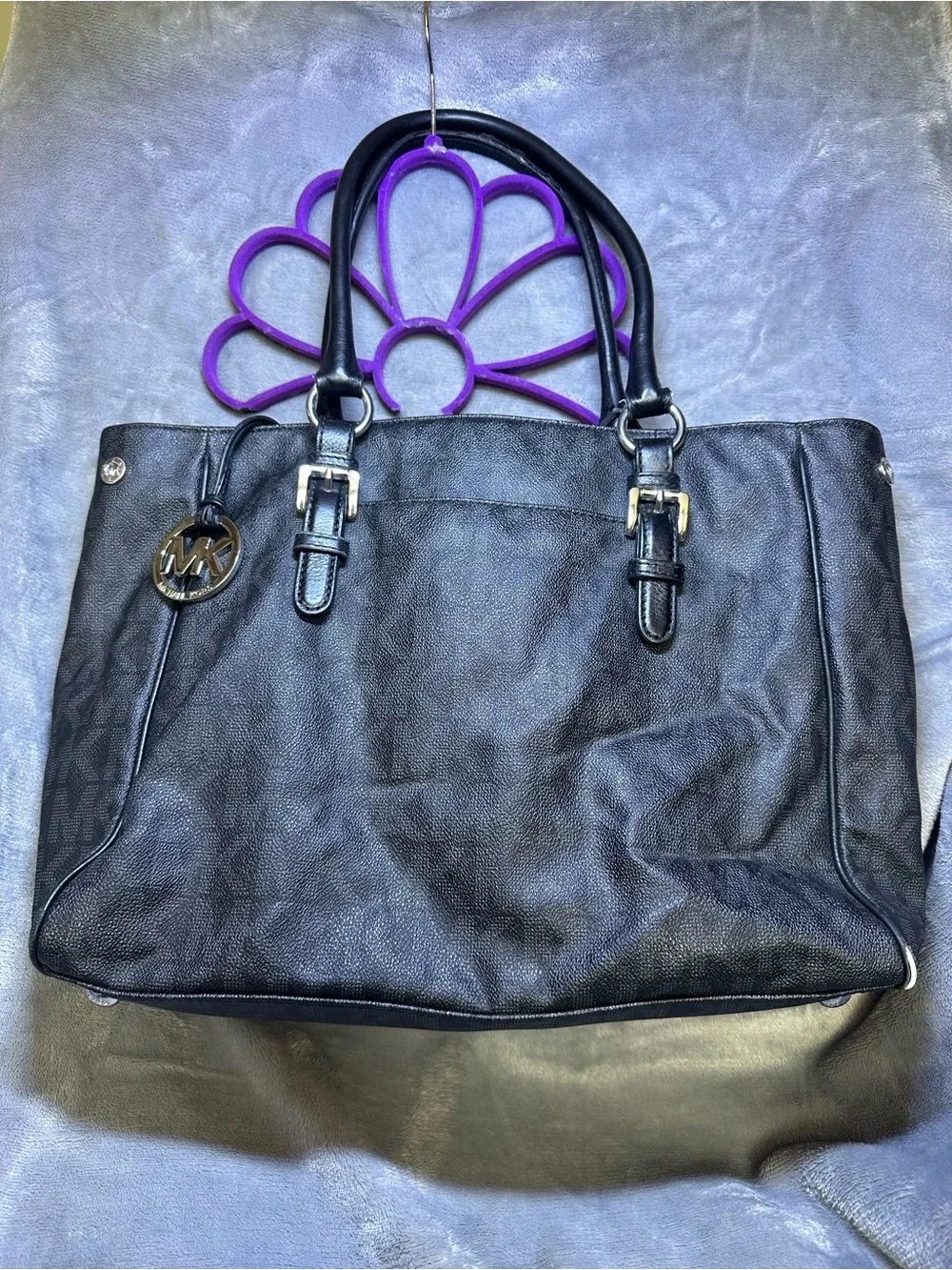 BRAND NEW Michael Kors Black Leather MK Charm Tote